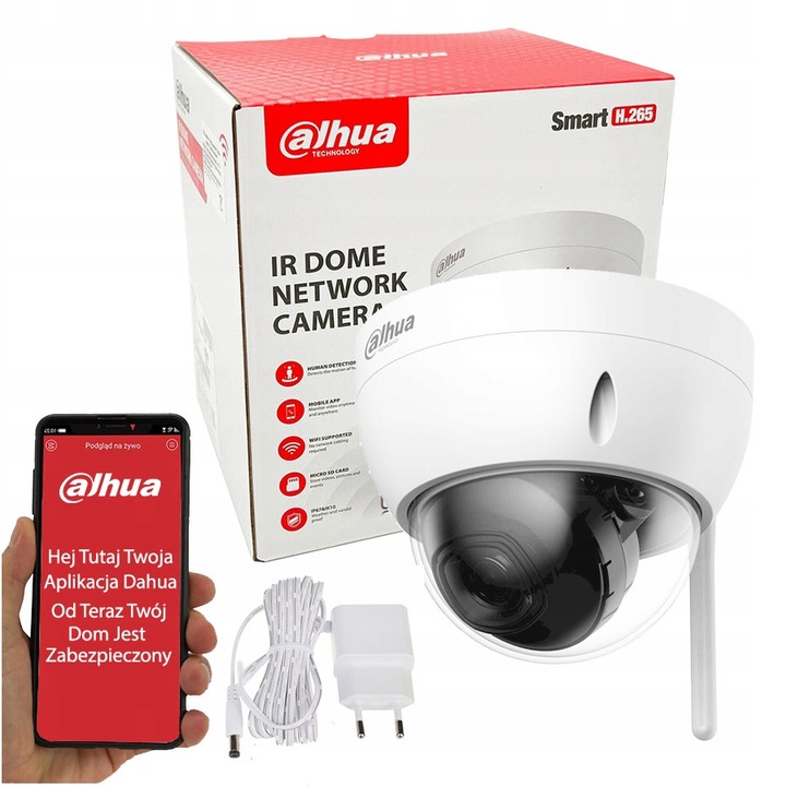 Camera de supraveghere WiFi 4Mpx Dahua IPC-HDBW1430DE-SW-0360B, IR 30m, IP67, 146x111x91mm