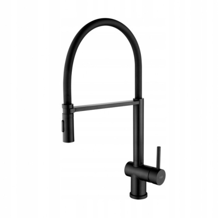 Смесител за кухня Blue Water Cori, черен мат, с изтеглящ се душ, 360°