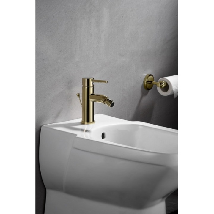 Baterie umywalka, Blue Water, seria DENVER, zlota, 12cm x 19.2cm, cu kork automat