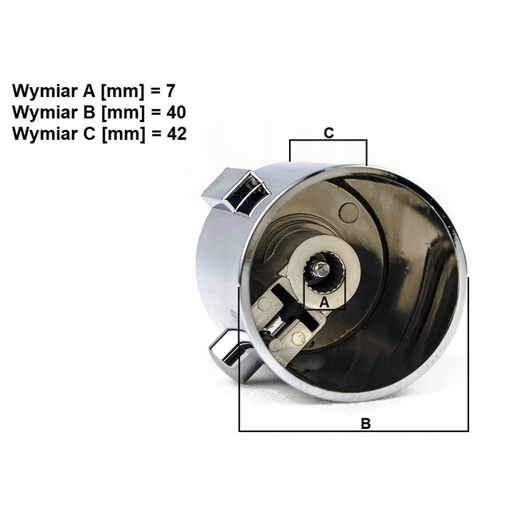 Buton de comutare pentru baterie Omnires, crom stralucitor, 7x40x42mm