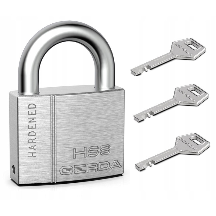 Lacat GERDA HSS 531Z, rezistent la taiere, 10mm, 56x75mm, set cu 3 chei