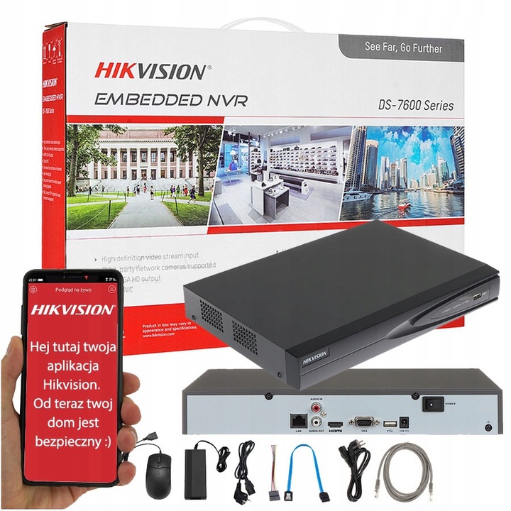 Inregistrator IP Hikvision DS-7604NI-K1(C), 4 camere, 8Mpx, 4K, 260x225x48mm