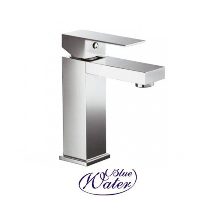 TORONTO mosdó csaptelep, Blue Water, matt fekete, 17,3 cm magas, automata leeresztővel