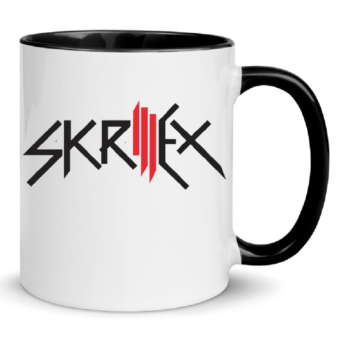 Cana ceramica Skrillex no3 330ml alb-negru, design elegant, rezistent la spalare in masina