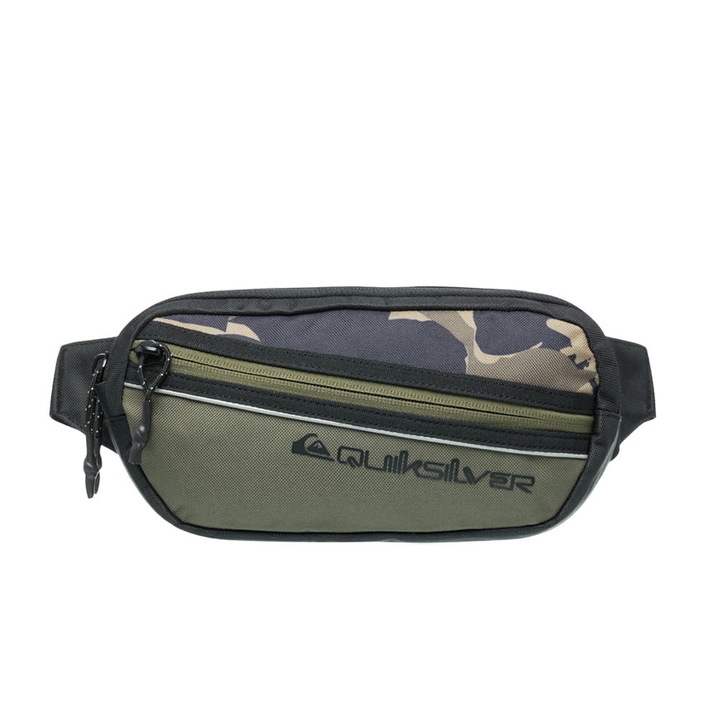 Sacă pentru talie Quiksilver Jungler III, 2 compartimente, poliester reciclat, verde 12x27x8cm