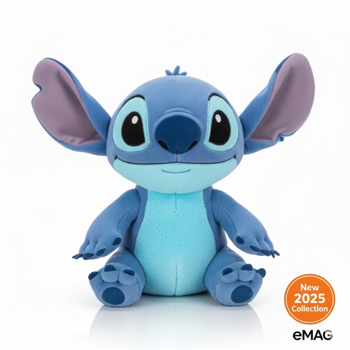 Jucarie de Plus Stitch Roz, Blanos si Pufos – Cadou Perfect pentru Copii si Fani Disney, Albastru, 22 cm