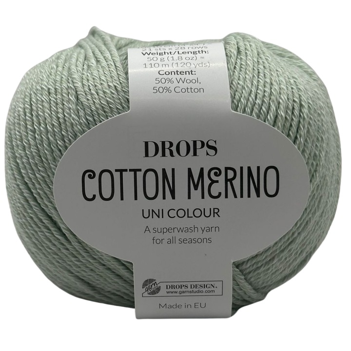 Fir tricotat/crosetat DROPS Cotton Merino, 50% lana merino + 50% bumbac, 50g/110m, Oeko-Tex®, Superwash, pentru haine si accesorii, Fistic