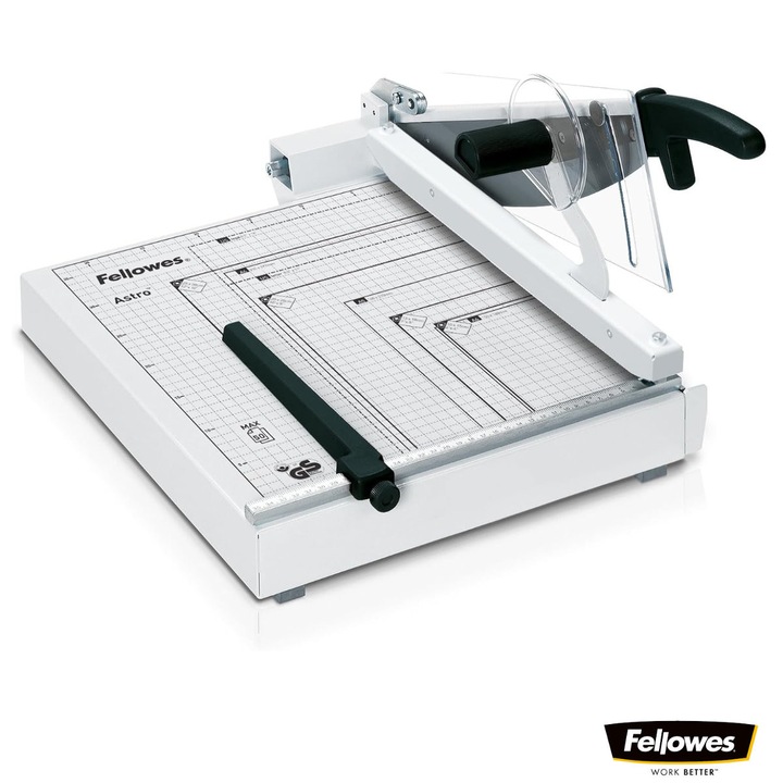 Ghilotina cu parghie, Fellowes Astro A4, pentru birou profesional, taiere A4, capacitate 50 coli, lama otel, baza metalica