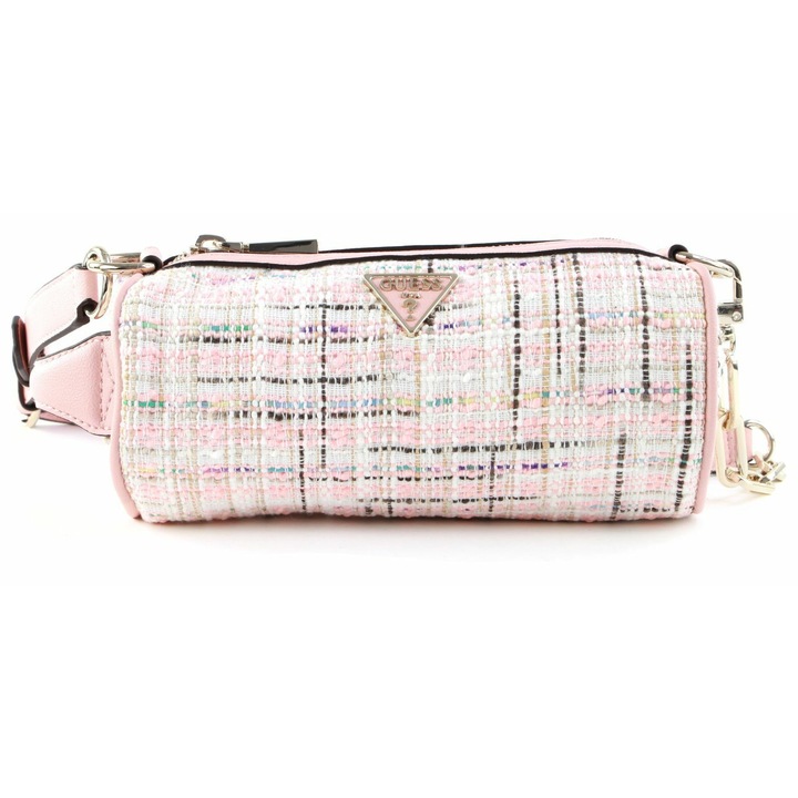 Guess, Manhattan, Polyester, Shoulder Bag, Textile Crossbody Bag, Pink Tweed, Pentru femei