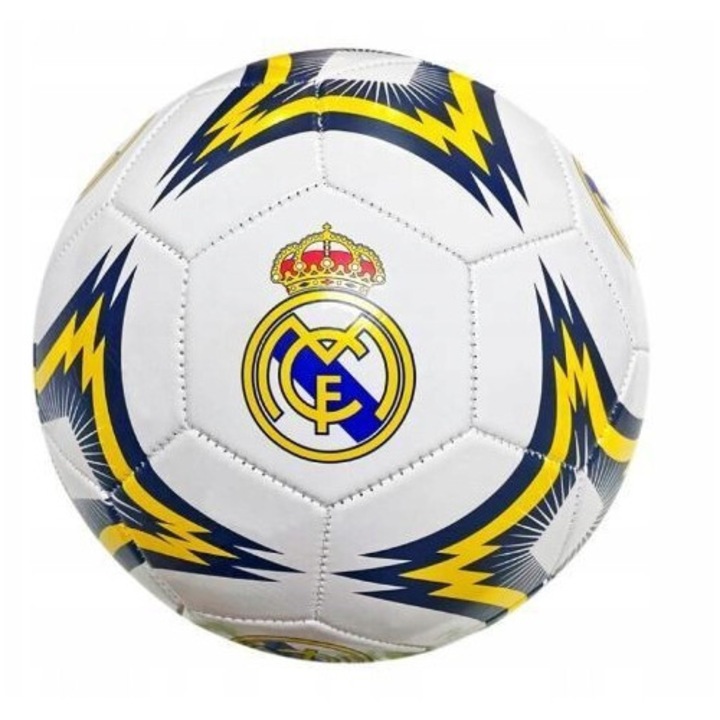 Minge fotbal Real Madryt, dimensiune 5, alb, butil