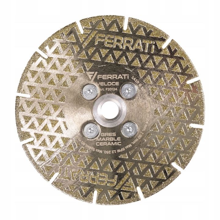 Disc diamantat Ferrati Veloce 125mm M14F pentru taiere ceramica si piatra, 12 segmente, 30mm inaltime