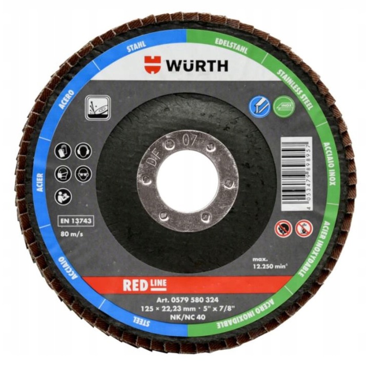 Disc lamelar Wurth, 125x22,23mm, G120, set 1 buc, pentru metal