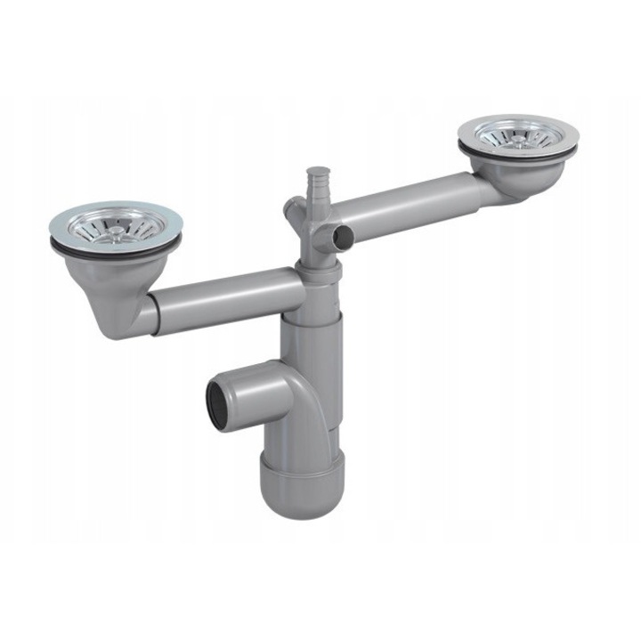 Сифон за мивка с 2 отделения Flexloc Pro, PVC, 90 мм, 40/50