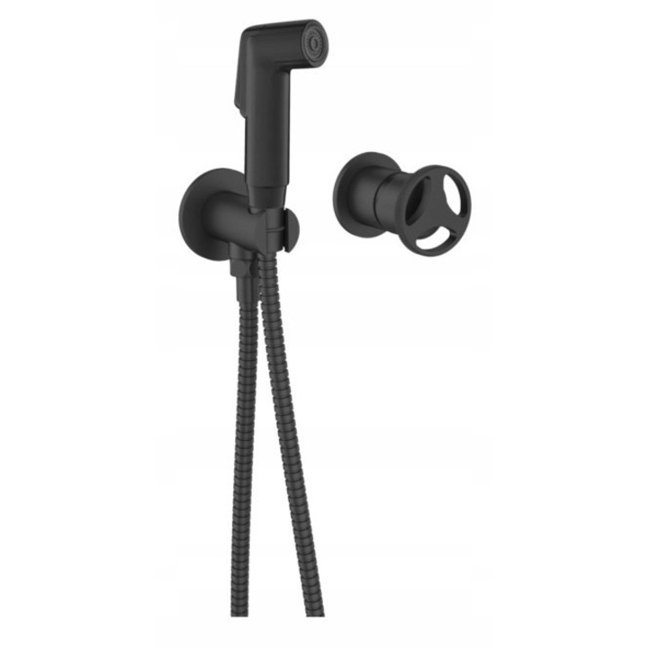 Baterie bideta subtire LOFTEA BLACK, ceramica, montare subtire, neagra