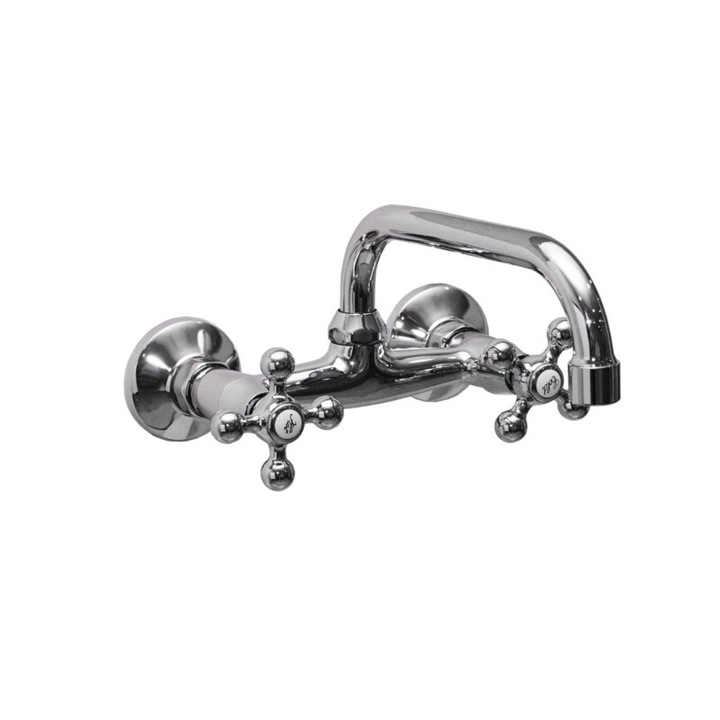 Sea-Horse Retro fali mosdócsaptelep, króm, 155mm, 200mm mozgatható kifolyócső