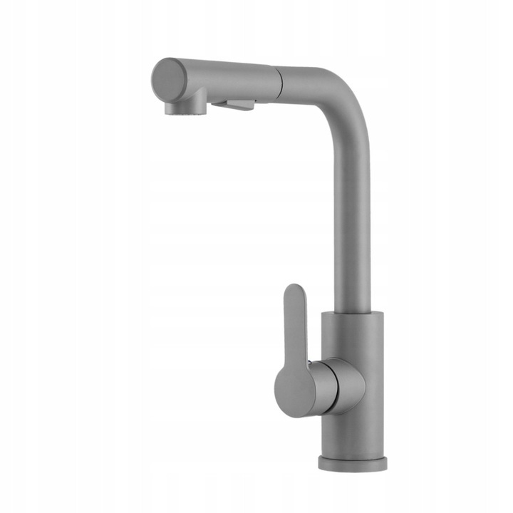 Baterie sanitara cu wylewka retractabila, Gamma, gri, 30cm, set complet de montaj