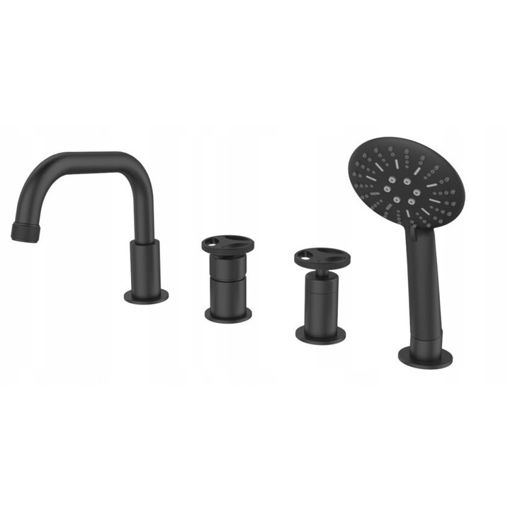 LOFTEA BLACK szaniter csaptelep, 4-lyukú, fekete, kádra szerelhető, 196mm