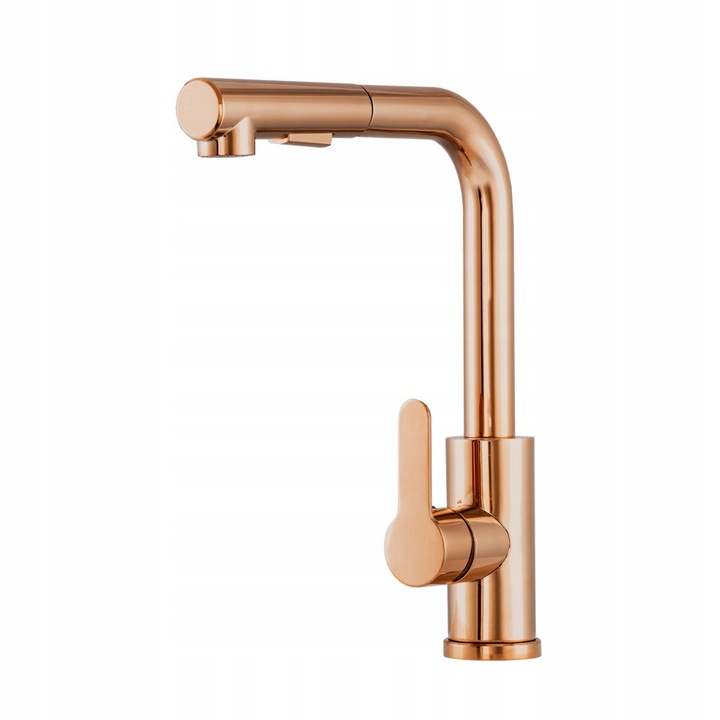 Csaptelep kihúzható zuhanyfejjel, Gamma, rosegold, 30cm, komplett szerelőkészlet