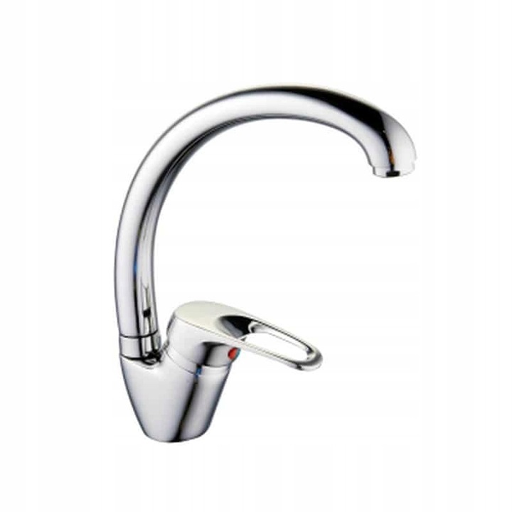 Goshe Perla mosogató csaptelep, króm, magas, mozgatható kifolyóval, csatlakozócsövekkel együtt