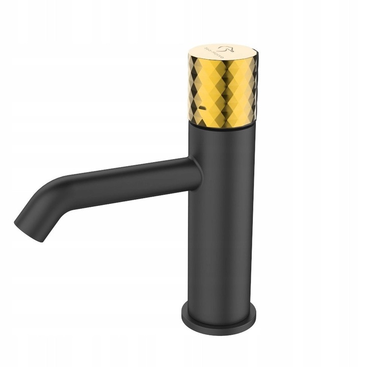 Baterie umywalkowa, Ove, neagra/aurie, 35mm, set montaj