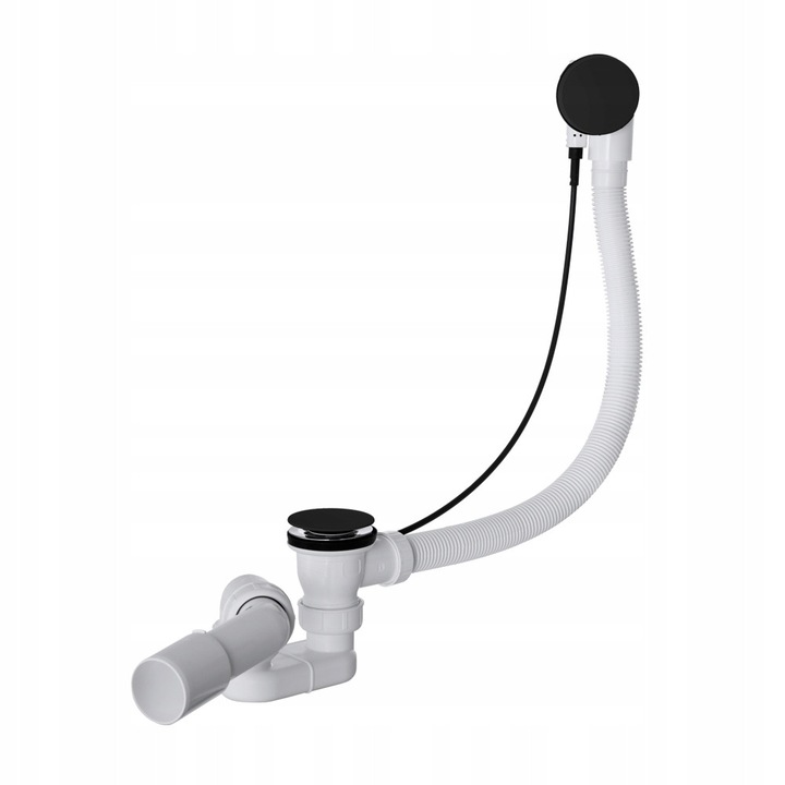 Syfon wannowy automat, Gamma, polipropilena si otel inoxidabil, negru, dimensiuni standard