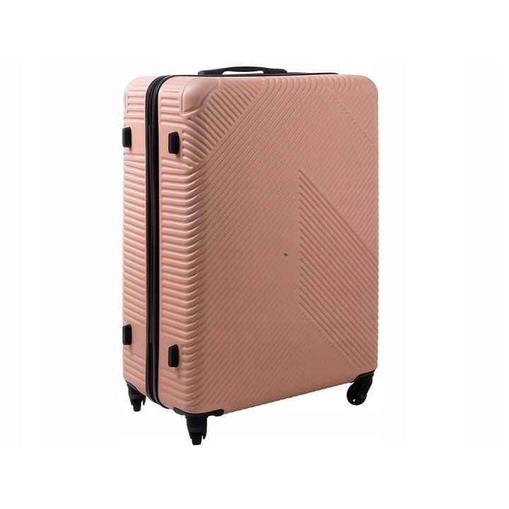 Troler cabina, 39L, ABS, roz deschis, 54x36x20cm, cu roti 360° si maner telescopic