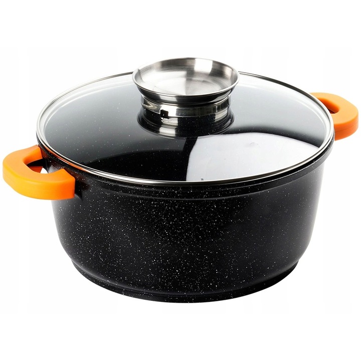 Oala cu capac pentru gatit, Granit, 24cm, 4L