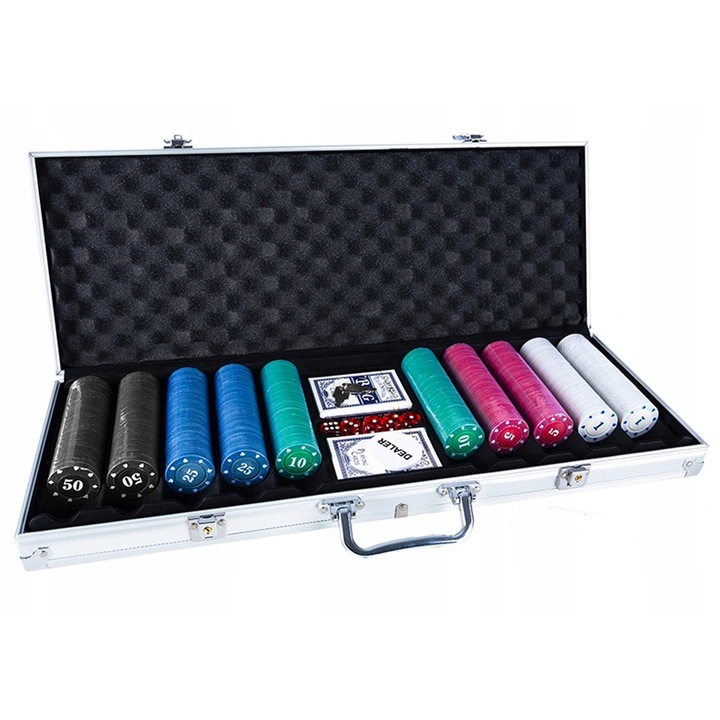 Set Poker 500 Fise, Carti, Zaruri, Valiza
