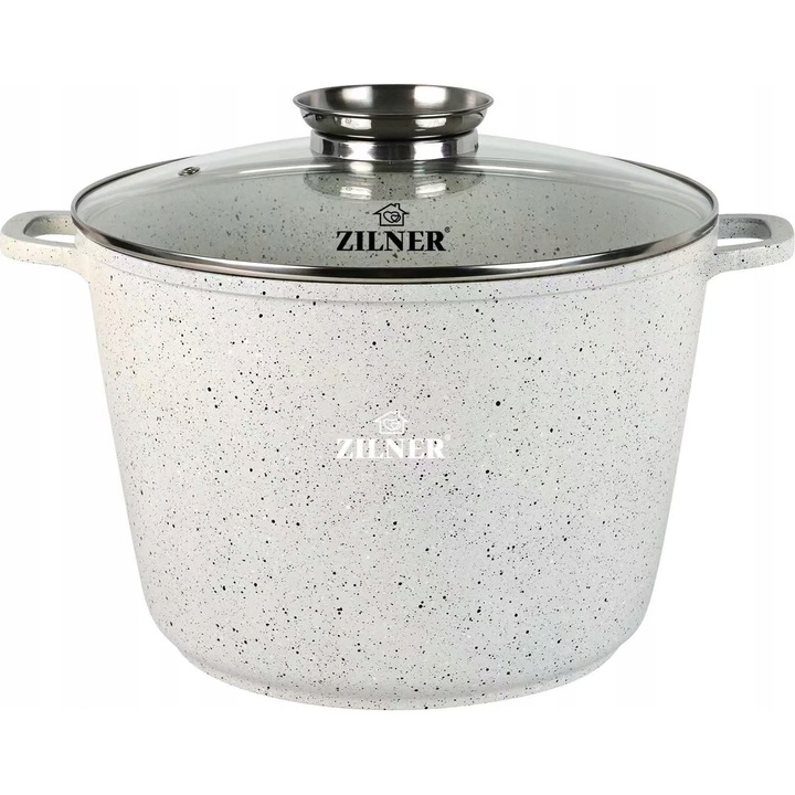Oala marmura Zilner ZL-7010, 10L, capac Aroma Knob, PFOA free, alb