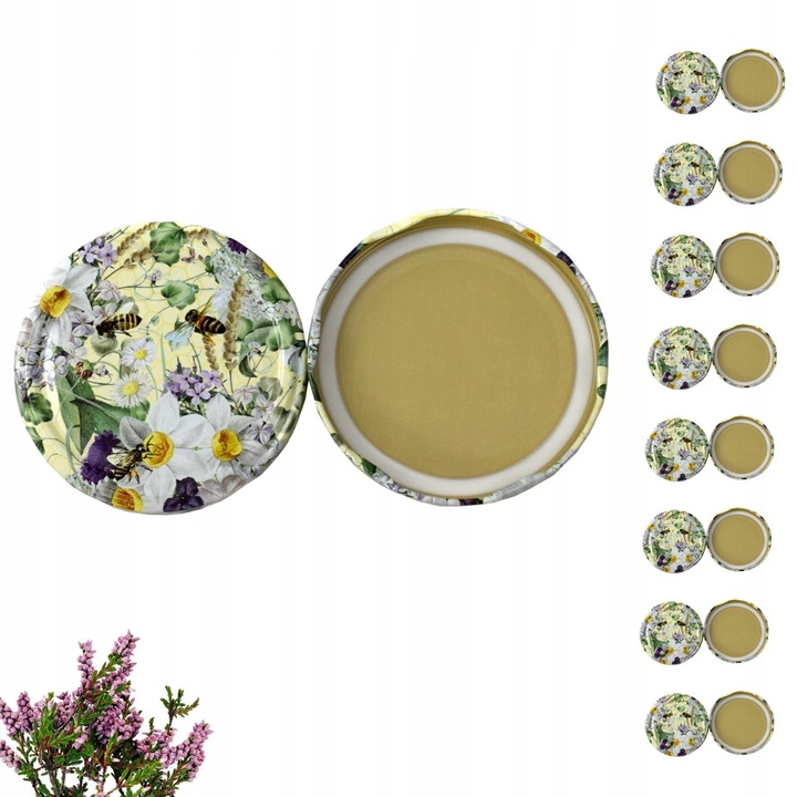 Set 100 capace pentru borcane, 82 mm, 6 zacsepuri, design estetic, pentru conserve si miere