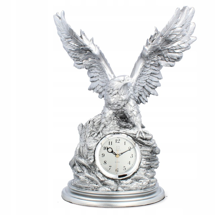 Livello dekoratív óra, retro modell, kerámia, ezüst, 41,5x33x18,5cm