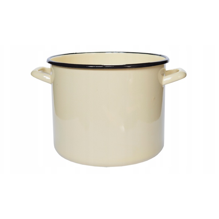 Oala emaliata traditionala inalta Elo-Pol, 14L, crem, 28cm
