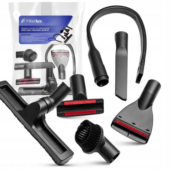 Set 6 bucati, duze pentru aspirator Filterlux compatibile Karcher WD2/WD3/WD4, Parkside, Bosch, diametru 35 mm, negru