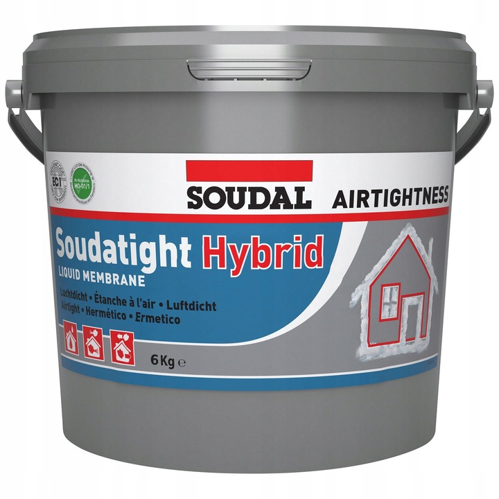 Soudatight Hybrid 6kg folyékony membrán, vízálló és páraáteresztő, szürke, kültéri alkalmazásokhoz