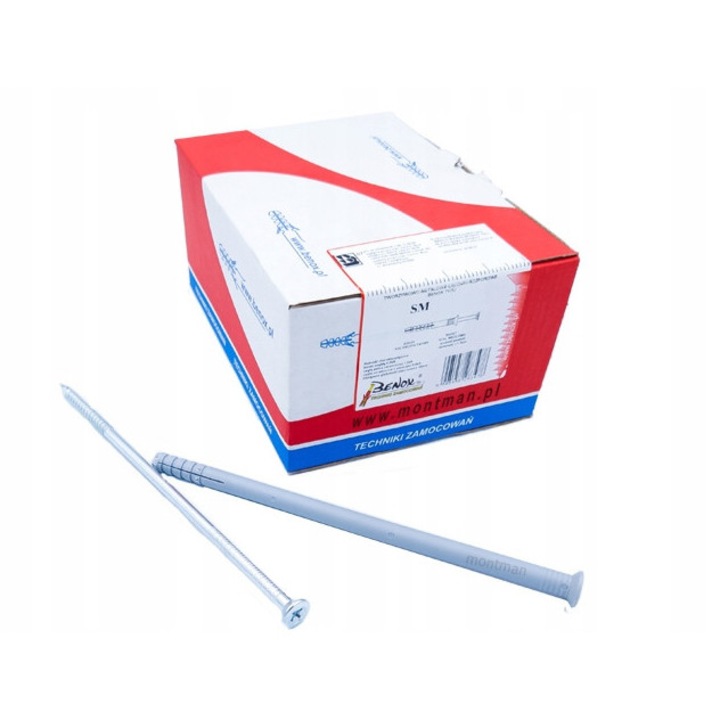 Kolki rozporowe Benox 10x140mm, set 50 bucati, polipropilena, otel zincat