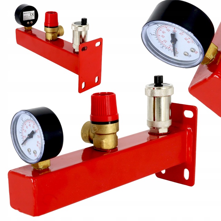 Grupa de siguranta pentru C.O, 3 bar, 3/4", rosie, 100°C