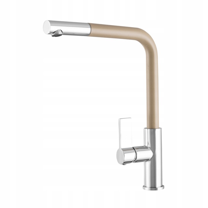 Санитарен смесител Gamma, с изтеглящ се чучур, бежов напръскан, 30 см, пълен комплект за монтаж