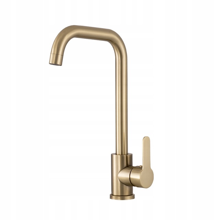 Санитарен смесител Gamma, модел Steel Brushed Gold, 360° въртящ се, от неръждаема стомана, 330x215мм