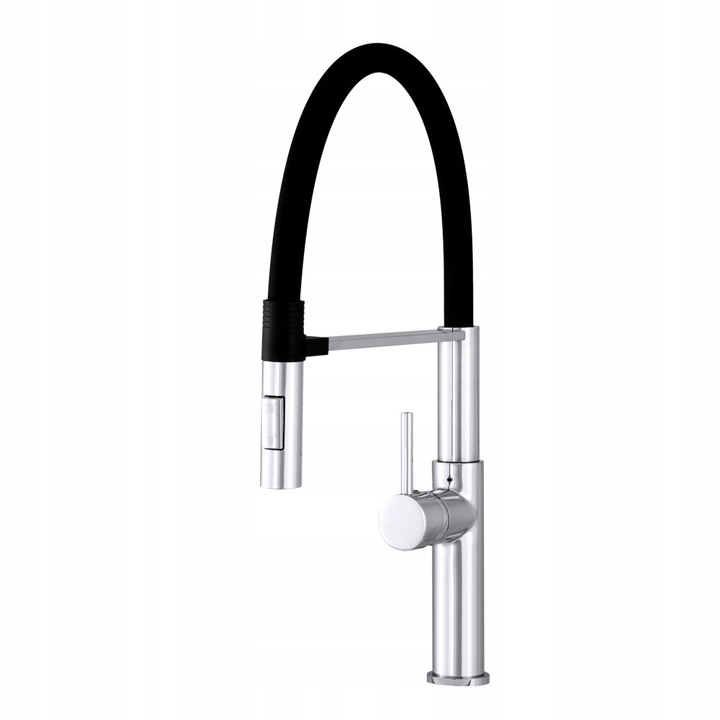 Санитарен смесител Gamma Vento New, хром, с изтеглящ се чучур, 2 функции, лесен монтаж