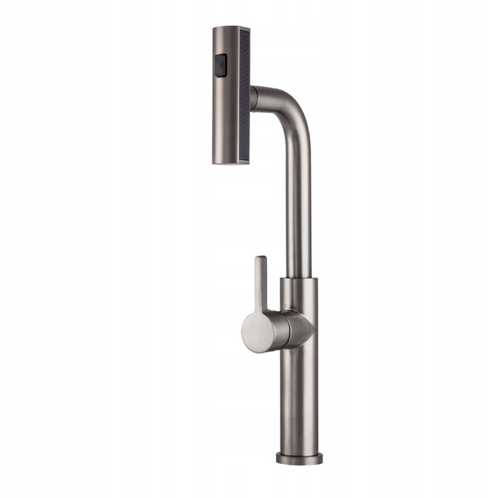 Санитарен смесител Gamma, кръгъл, gun metal, 3 функции, 41,5x17см, с прибиращ се накрайник