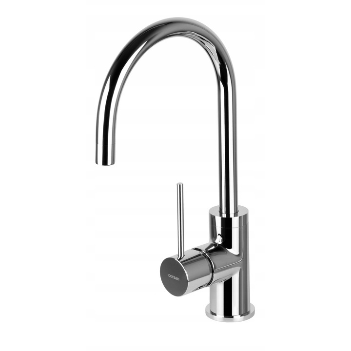 Смесител за мивка Corsan Lugo, хром, 32,2 см, с въртящ се чучур, система Eco Saving