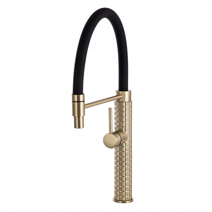 Санитарен смесител Gamma, модел Full Pro, златист мат, модерен дизайн, гъвкав чучур