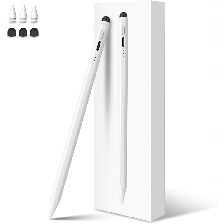 Rysik pentru iPad, Meko, 2 in 1, incarcare rapida, alb, 13 minute, 9 ore autonomie