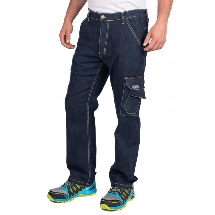 Goodyear munkásfarmer, univerzális, derékpántos, kék, minőségi anyag, L