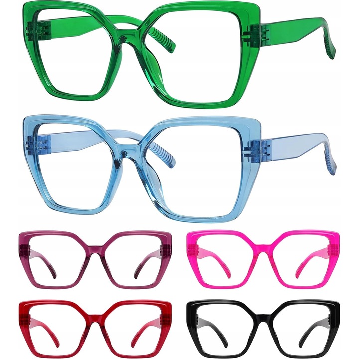 Ochelari de vedere, set 6 par, dioptrie +1,0, model kocie ochi, femei