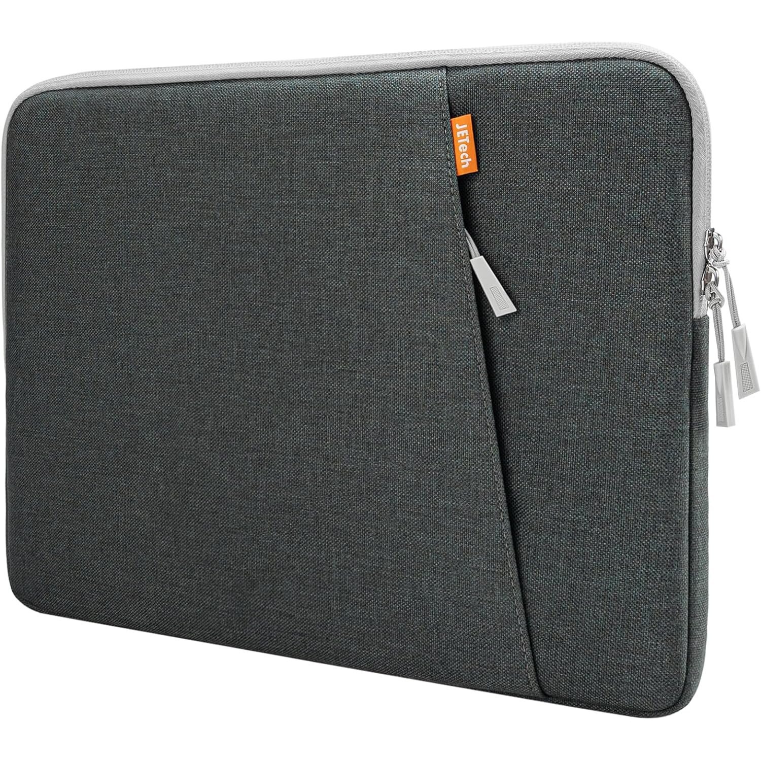 Geanta laptop JeTech, 15,6", waterproof, gri inchis, cu buzunar extern