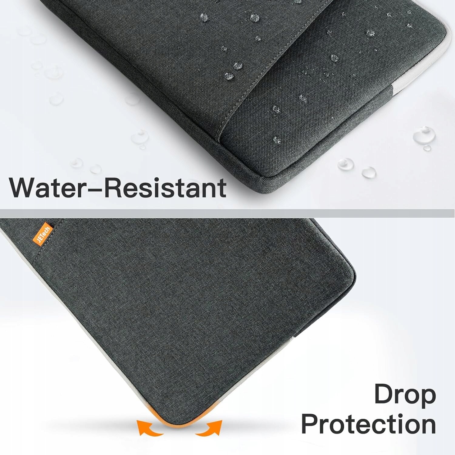 Geanta laptop JeTech, 15,6", waterproof, gri inchis, cu buzunar extern