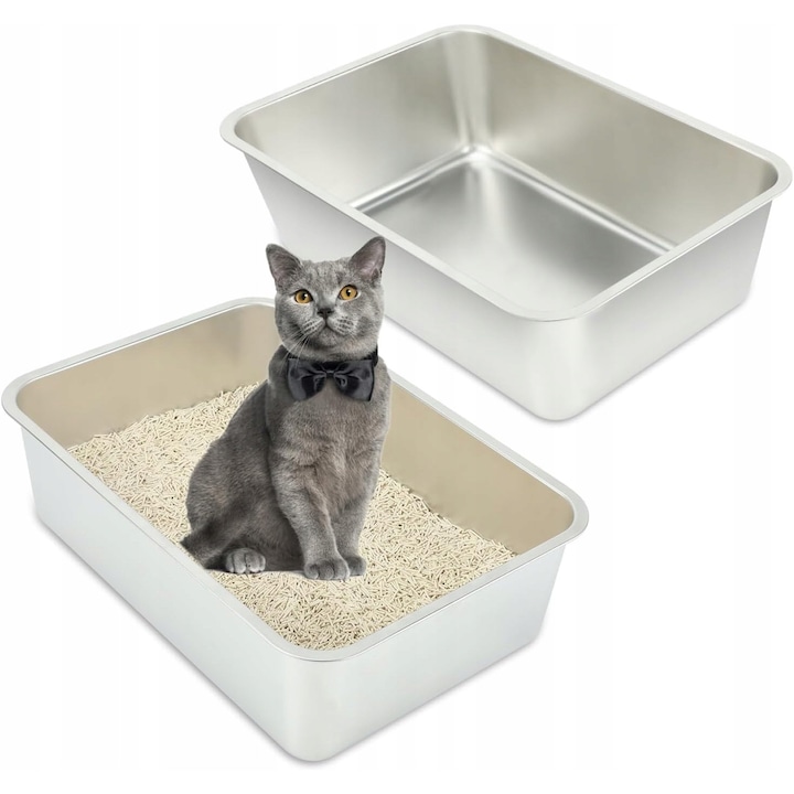 Set litiere pentru pisici, 60x40x15cm, rezistent la mirosuri, 2 bucati