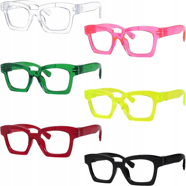 Ochelari de vedere, set 6 par, fara suruburi, usori, elastici, +2,00