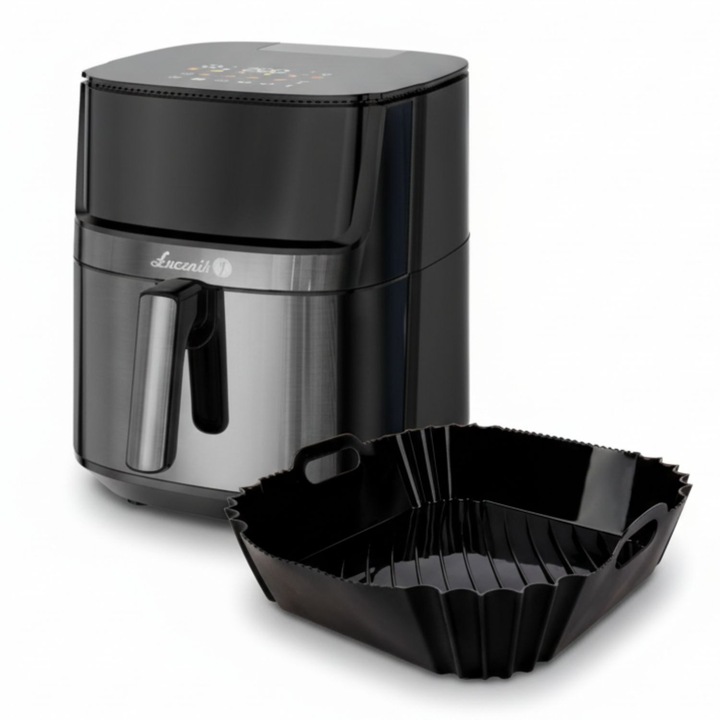Friteuza Lucznik AF-1500, set cu suport din silicon, 1500W, 6,5 litri, gatire sanatoasa